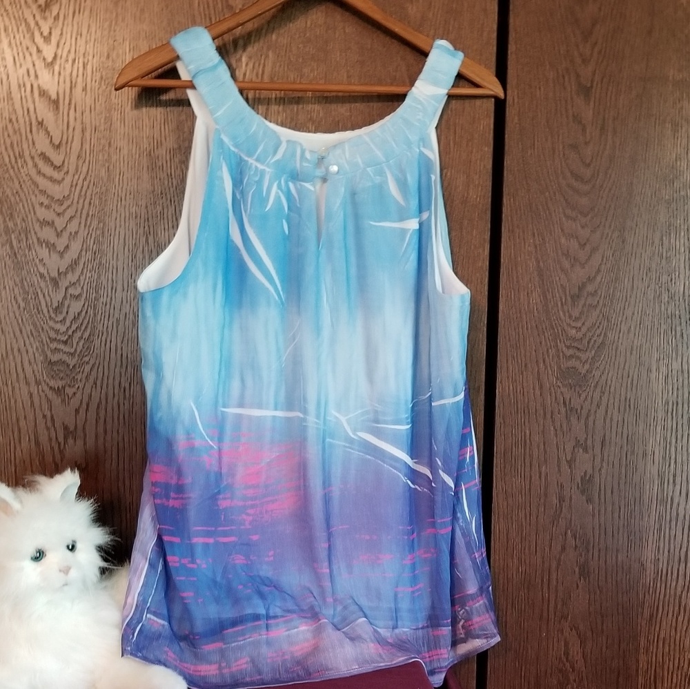 Ab Studio Lined Multi Colored Tunic - image 2